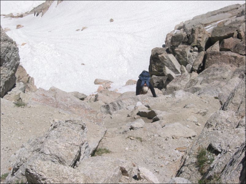2005-07-23 Conness-White (05)  Top of chute some class2-3 scrambling